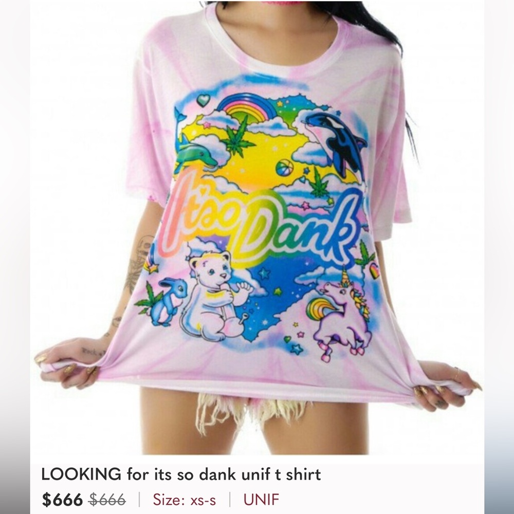 FOR SALE UNIF “It’s So Dank” T - Lisa Frank Weed / Cannabis Parody - HTF Archive